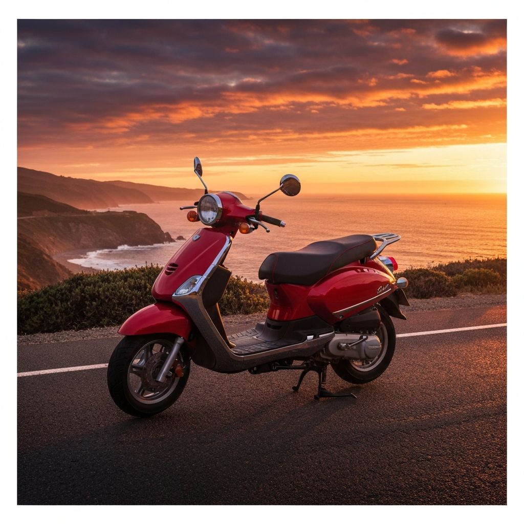 Scooter on a scenic coastal road